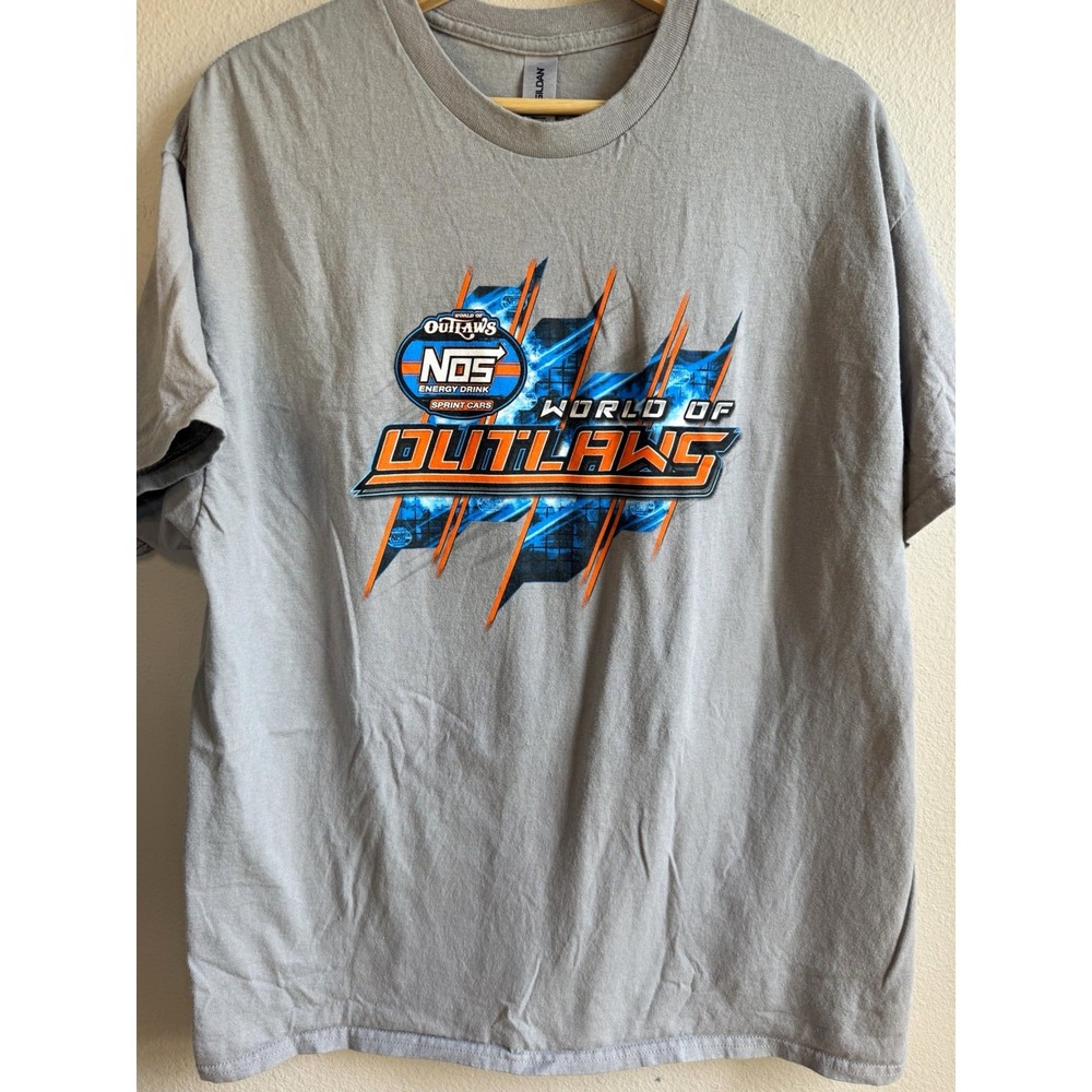 Gildan XL Gray World of Outlaws Sprint Car NOS Energy Drink T-Shirt